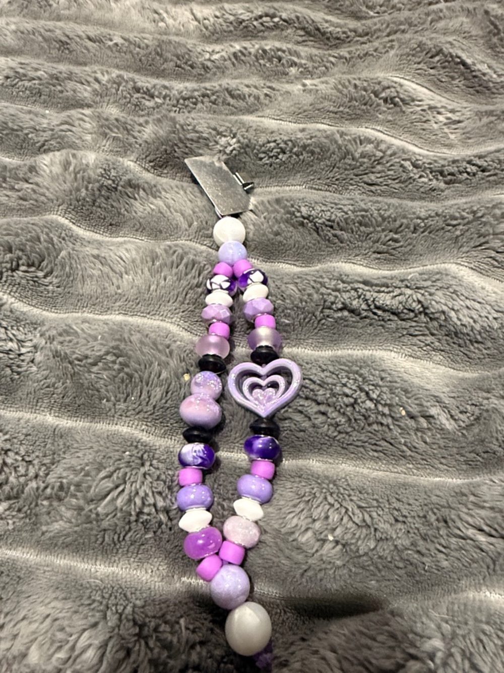 Purple Heart Beaded Bracelet phone charm